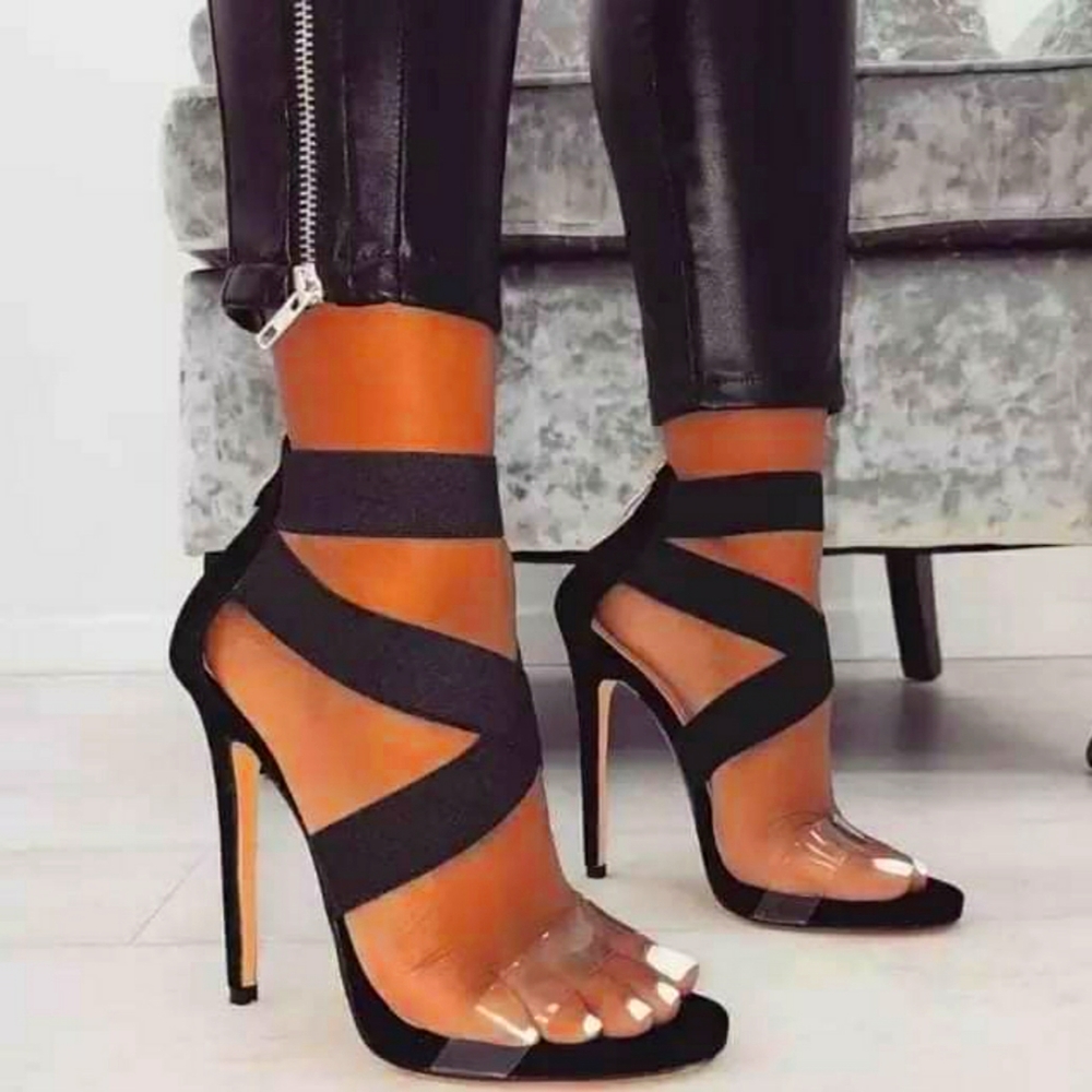 Women’s belt high heel elastic sandals